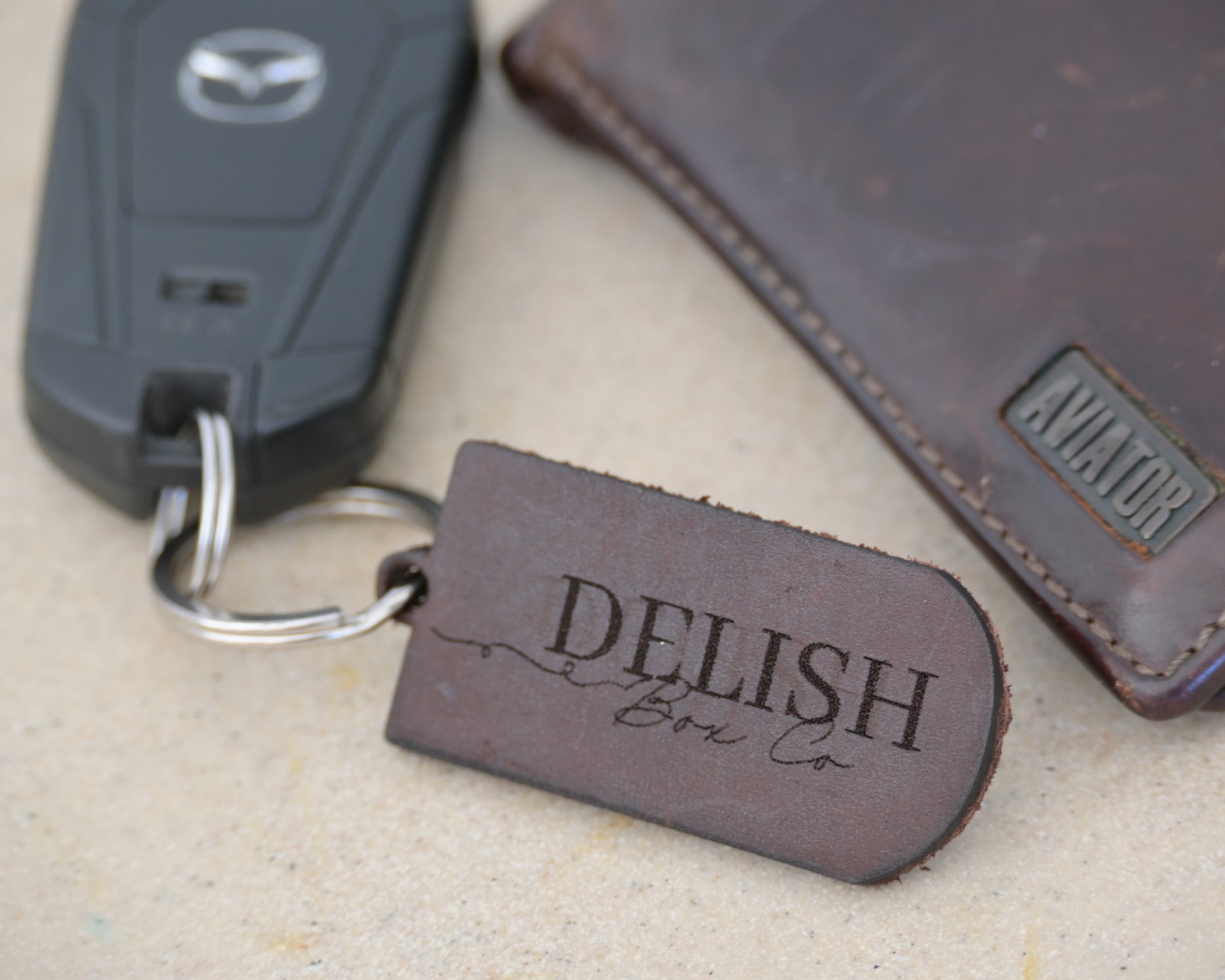 Brown Leather Key Ring | Personalised Engraving